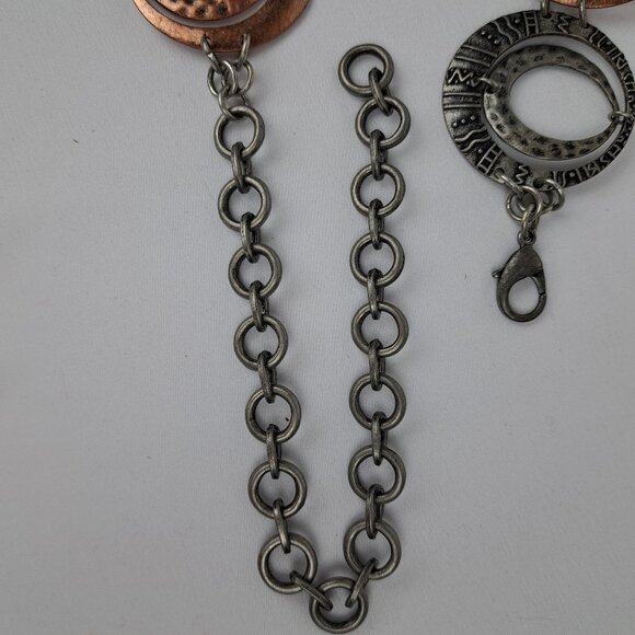 Boho Multi Tone Metal Hoop Chain Belt w/ Silver, Copper, Brass Tone Double Hoops - Picture 11 of 16
